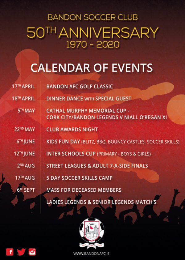 50th Anniversary Calendar of Events! Bandon AFC
